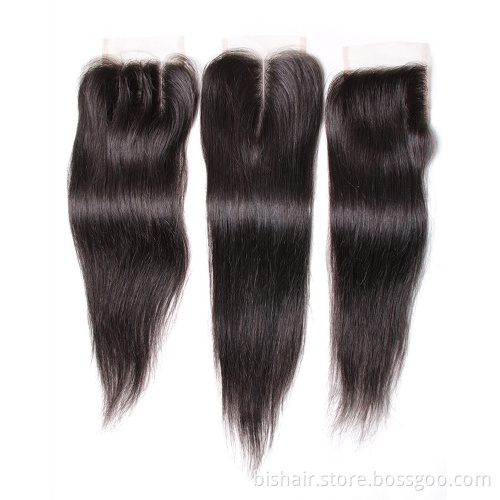 Cuticle Aligned Remy Human Hair Extentions Closure 4x4 Silky Straight Lace Closure 100% Human Hair Extentions